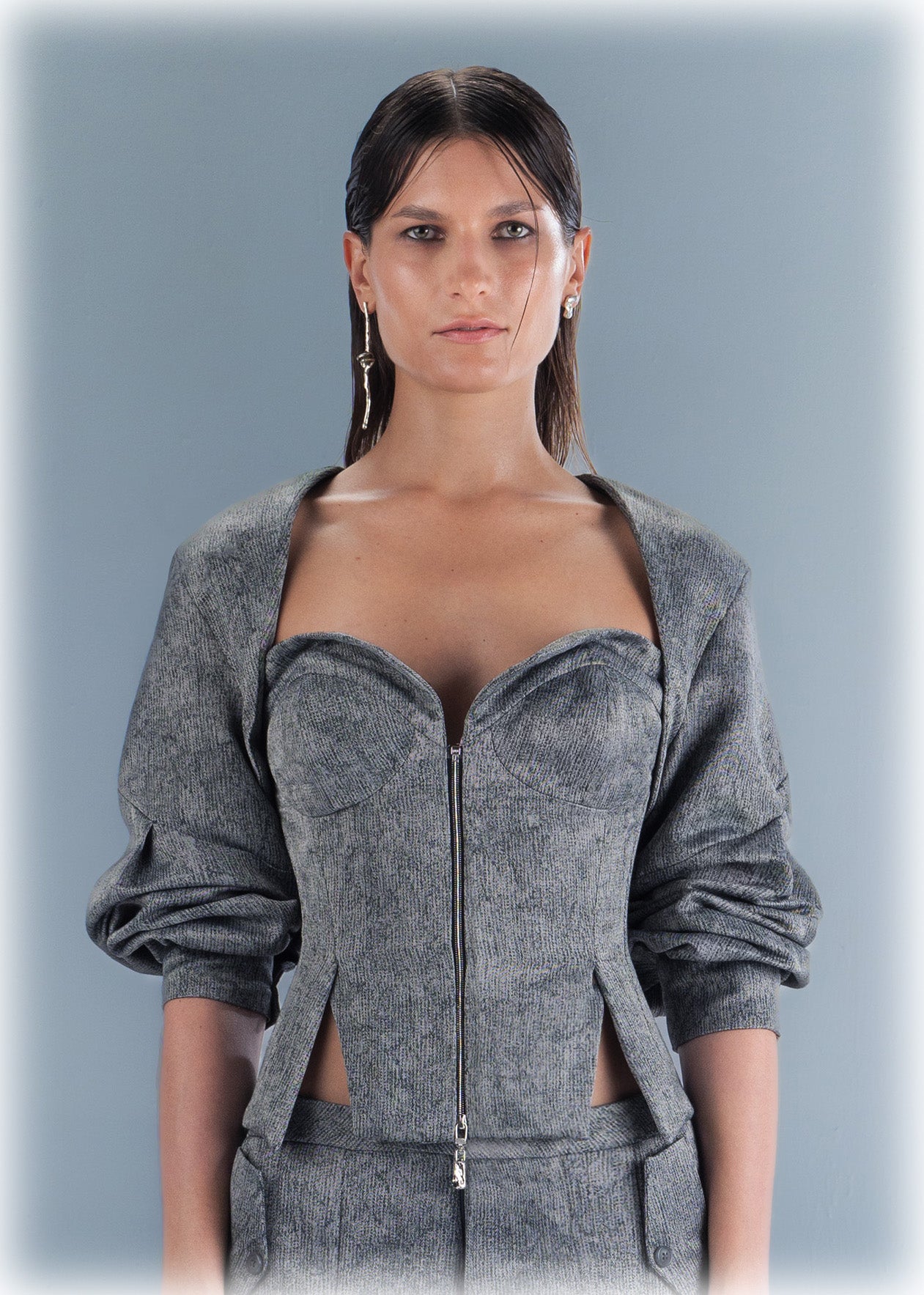 Front Zip Twill Corset