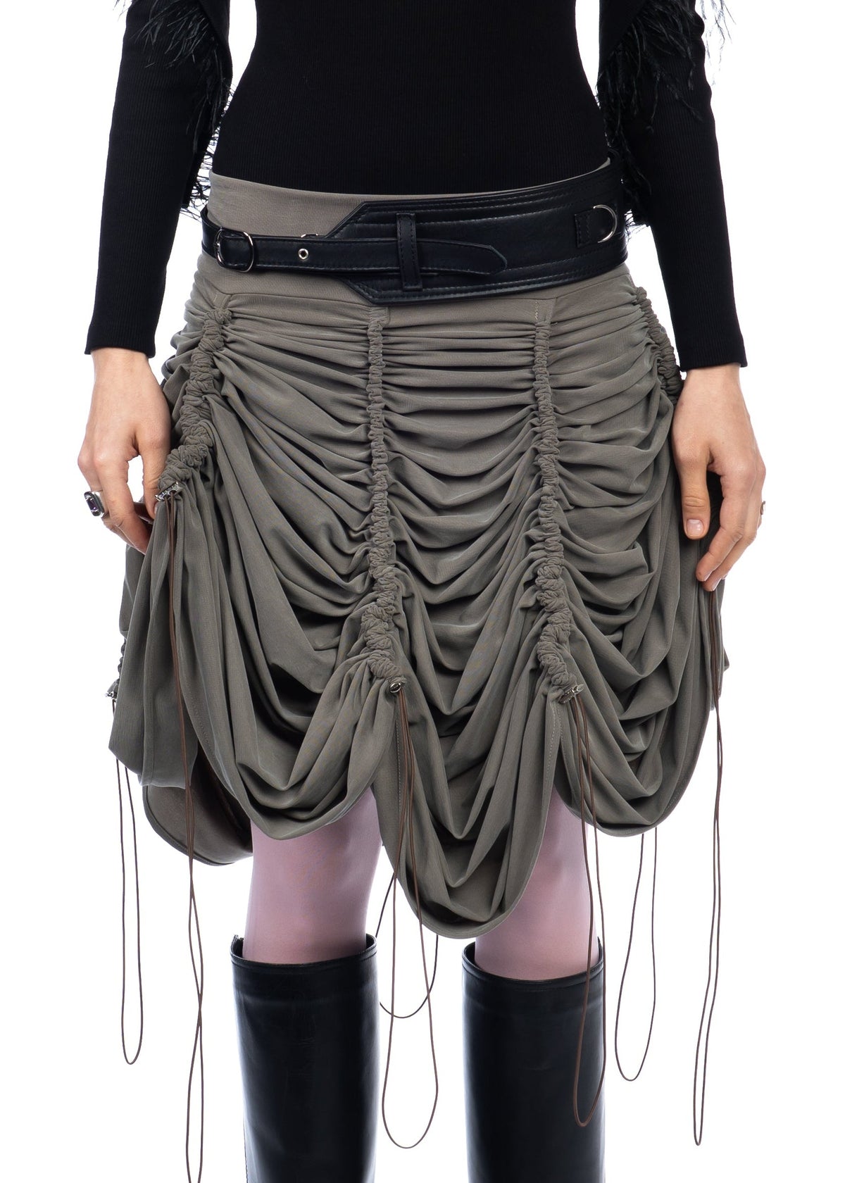 Khaki Drawstring Skirt