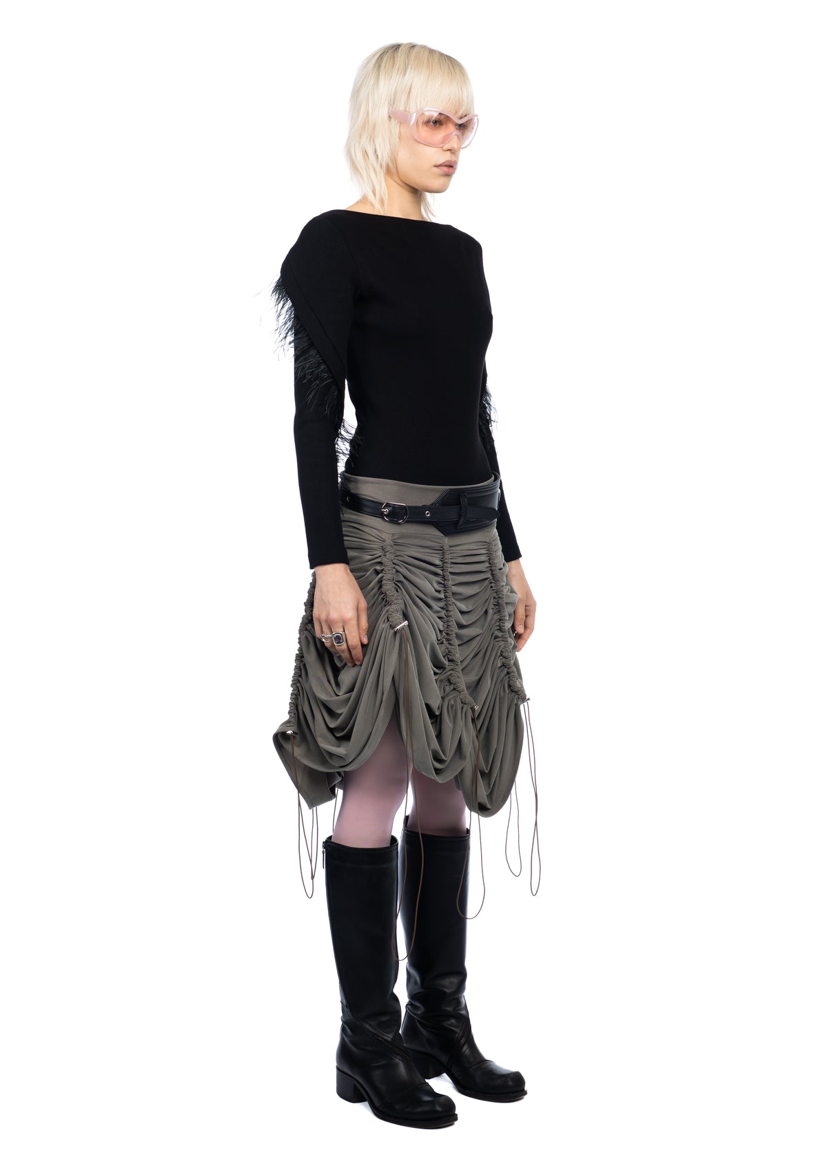 Khaki Drawstring Skirt