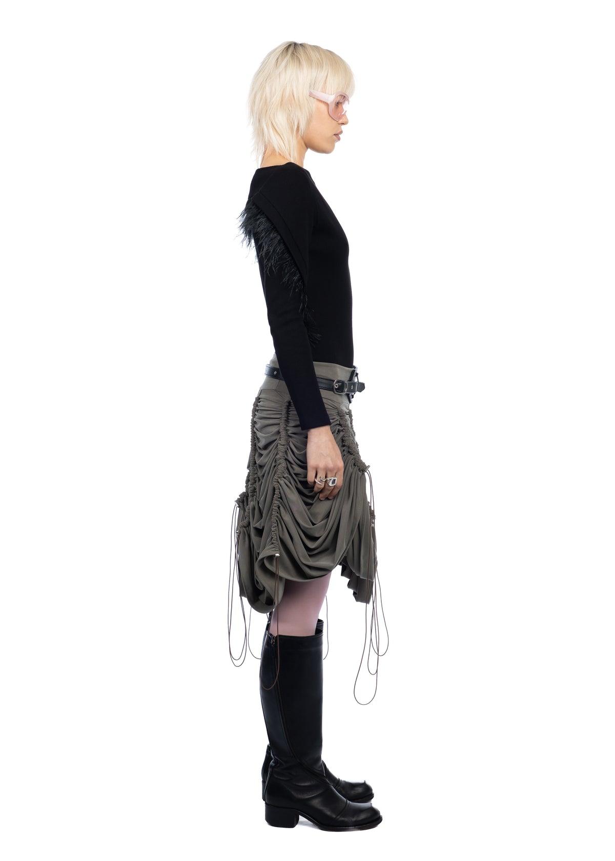Khaki Drawstring Skirt