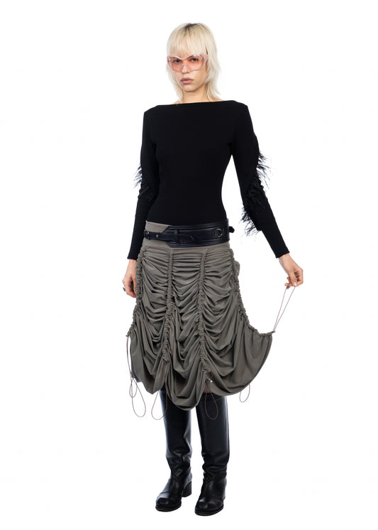 Khaki Drawstring Skirt
