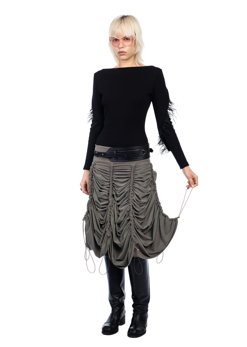 Khaki Drawstring Skirt