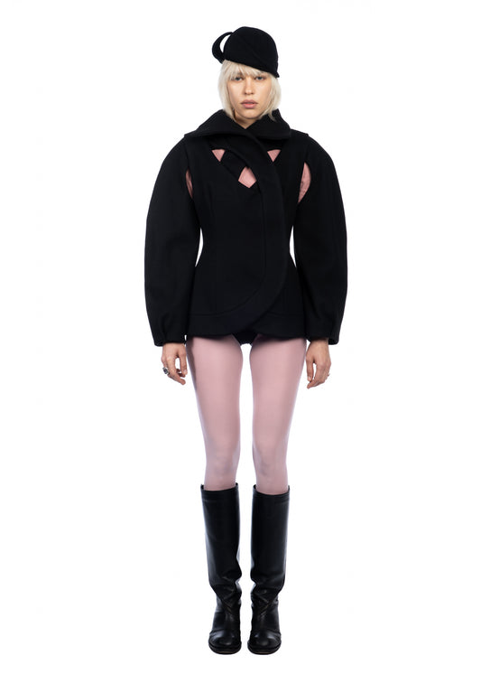 Tailored Cut-Out Wool Coat