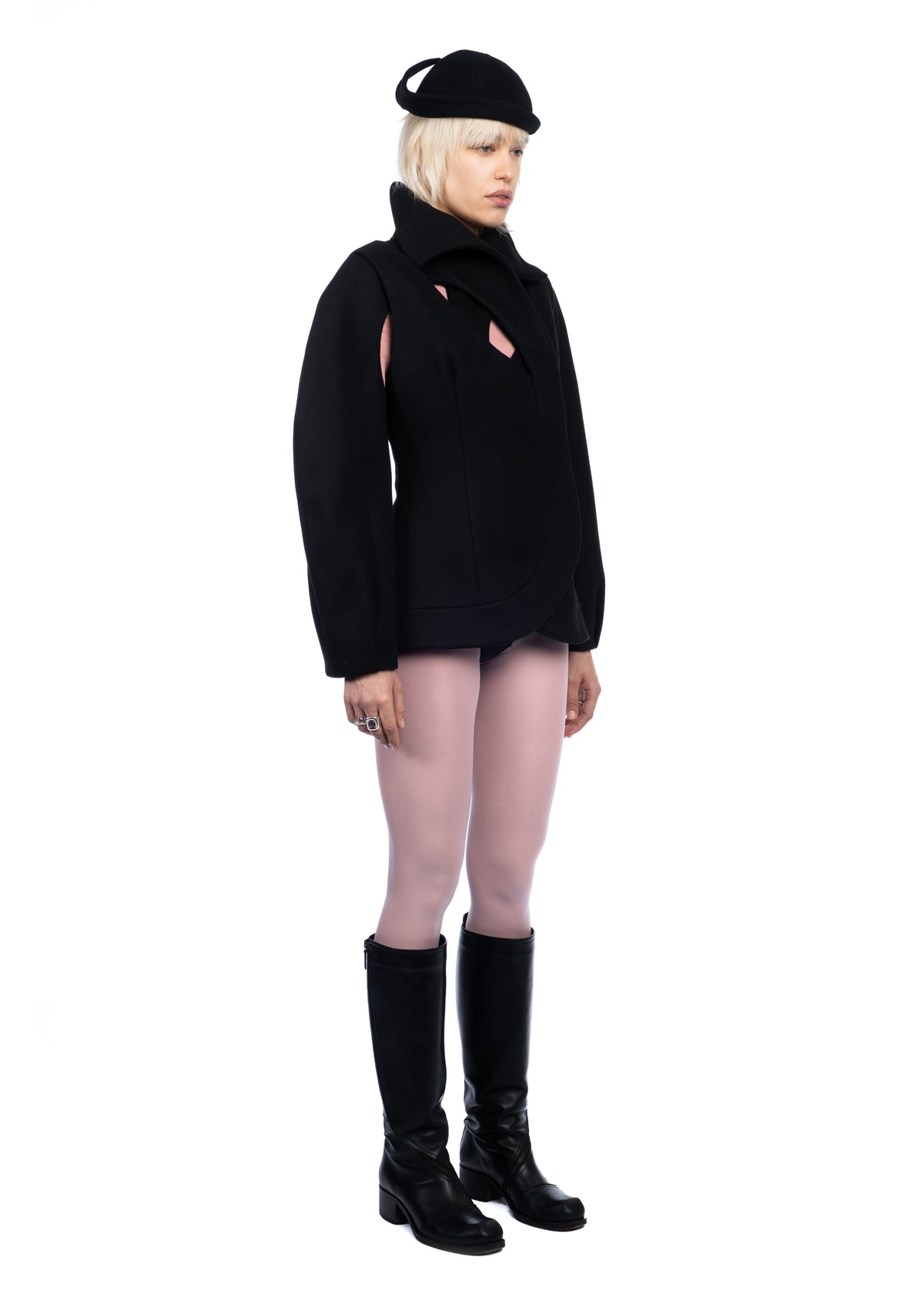 Tailored Cut-Out Wool Coat