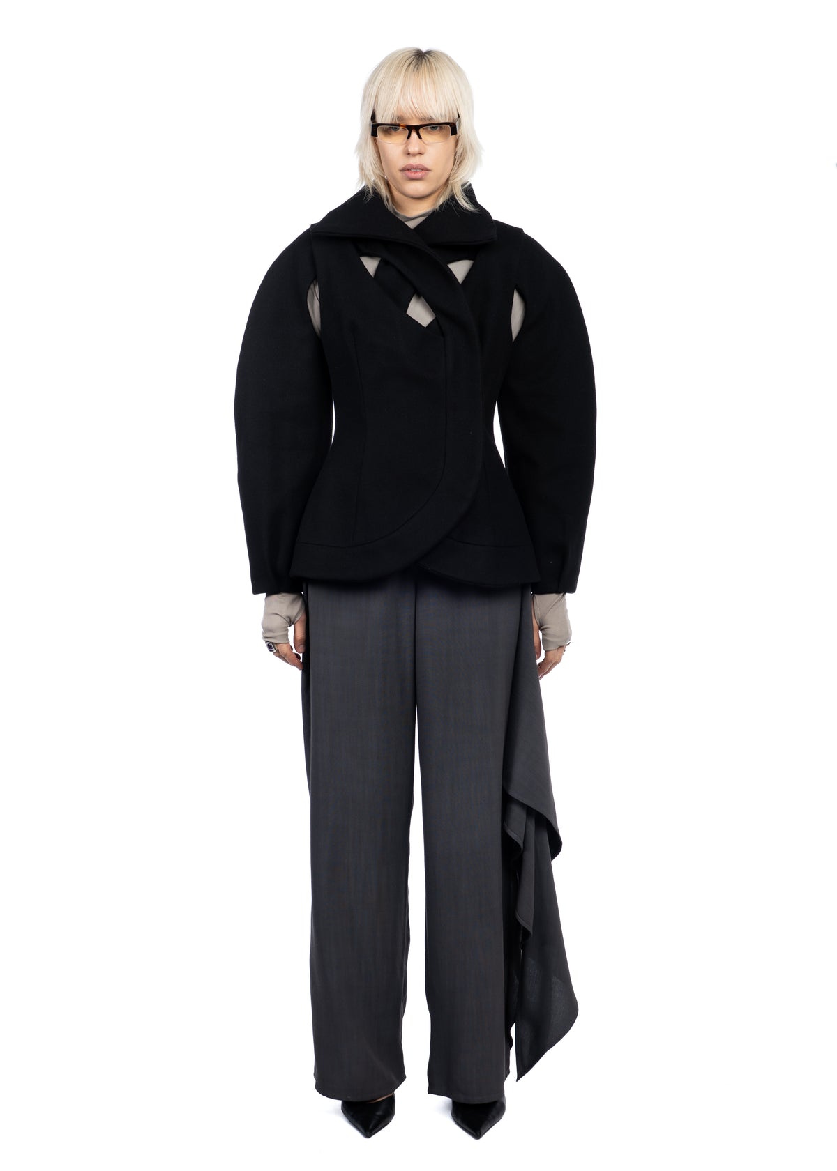 Tailored Cut-Out Wool Coat