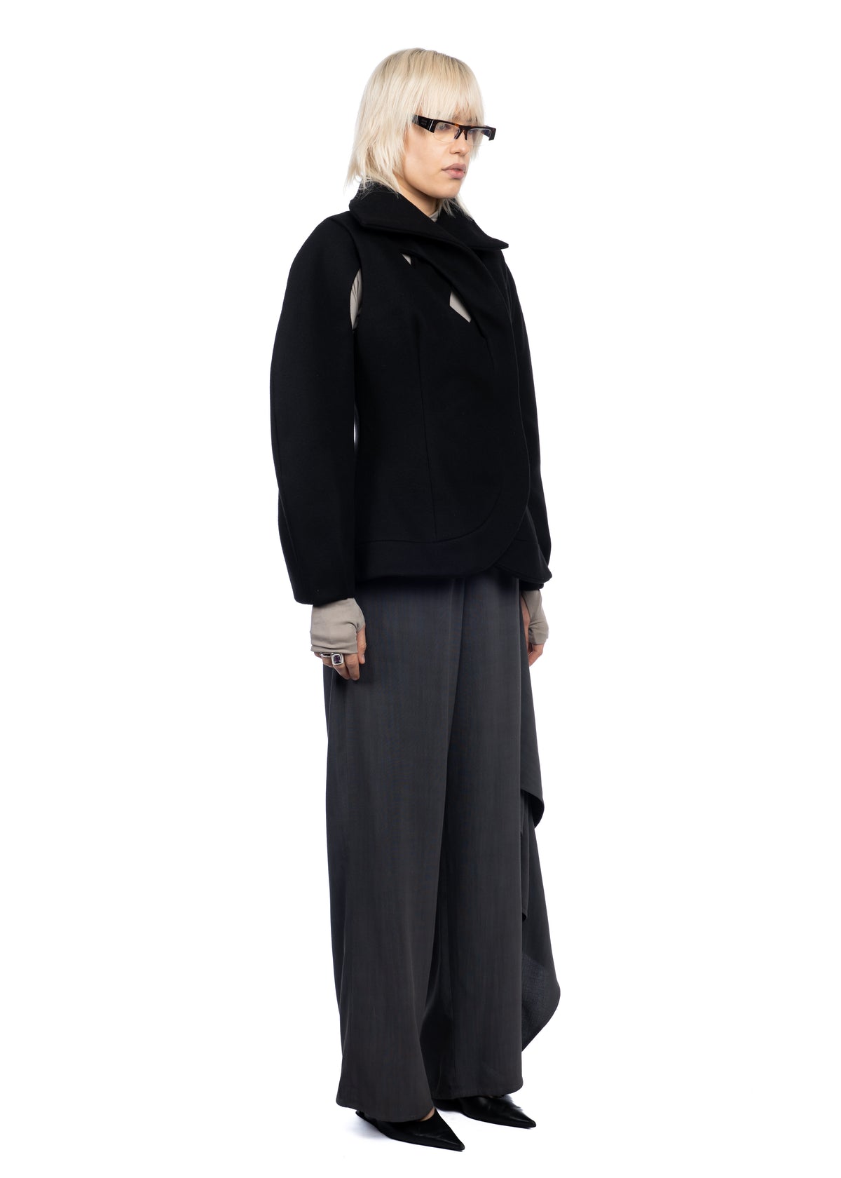 Tailored Cut-Out Wool Coat