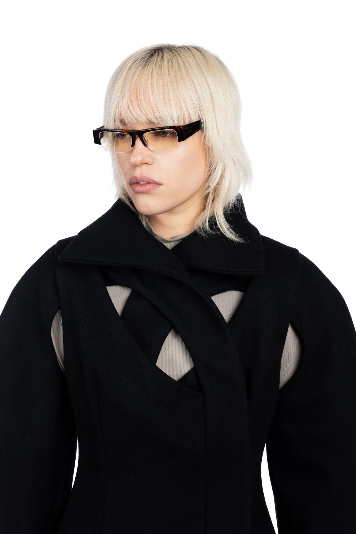 Tailored Cut-Out Wool Coat