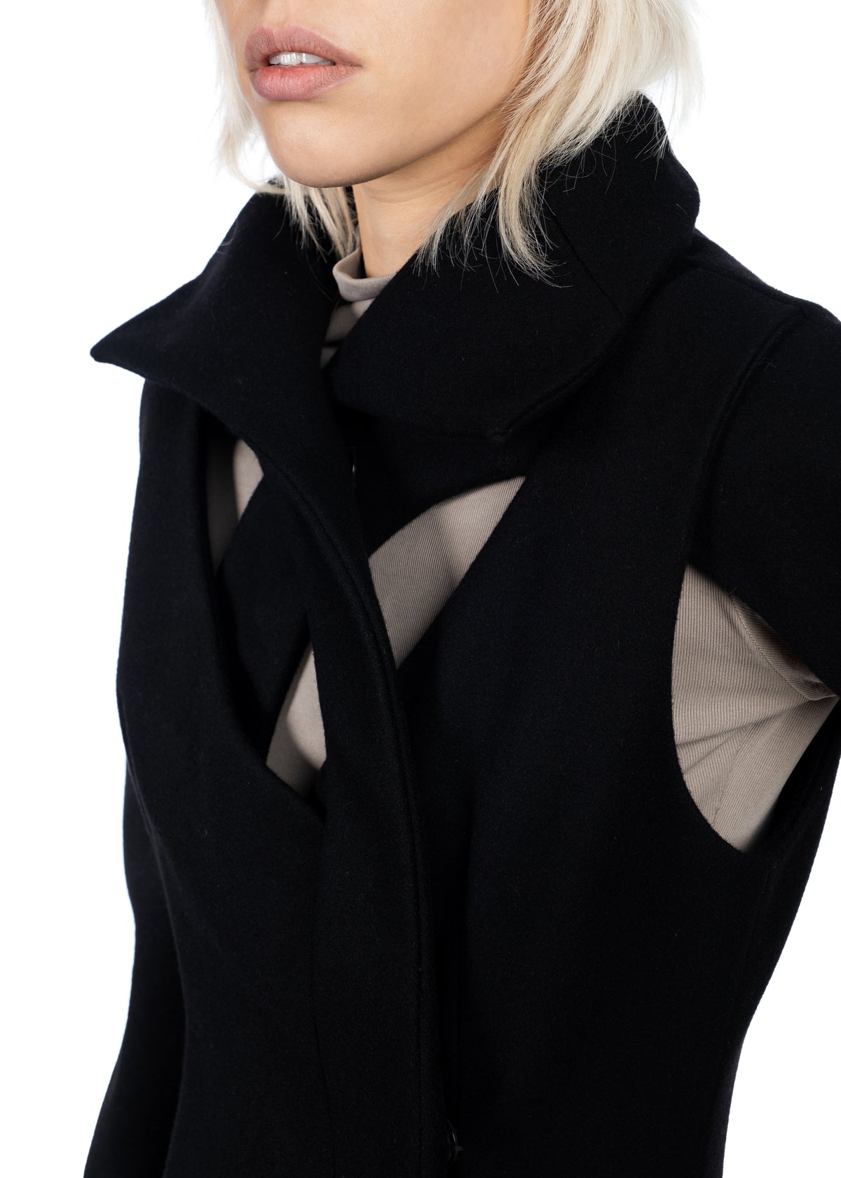 Tailored Cut-Out Wool Coat