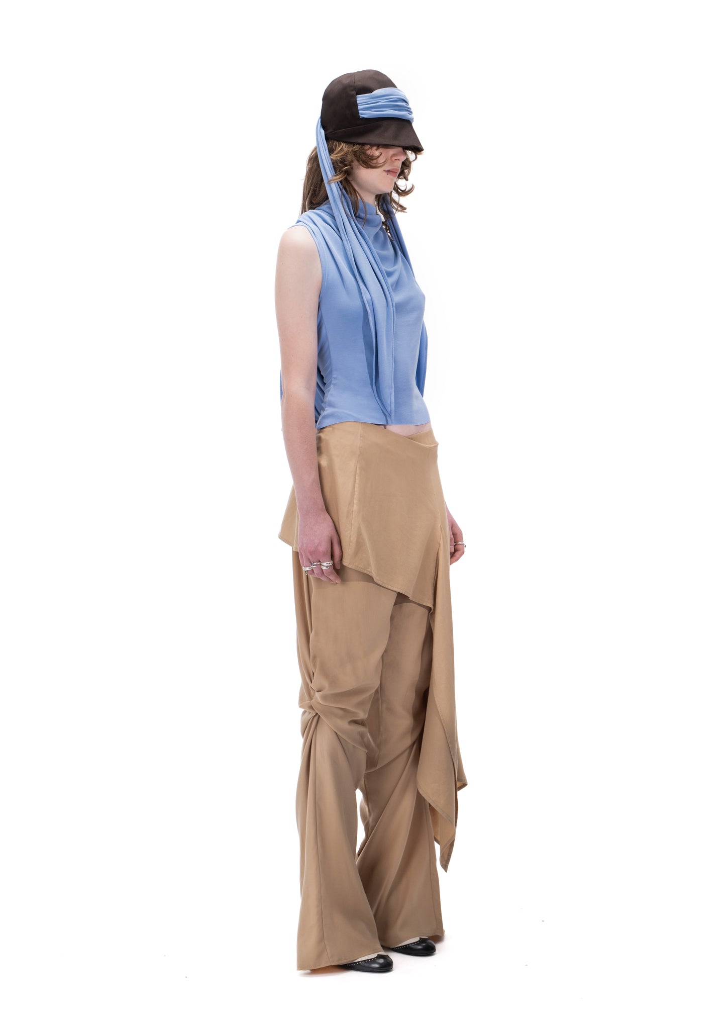 Twisted Trousers with an Asymmetric skirt